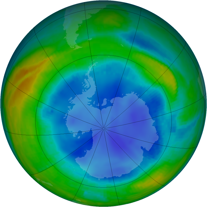 Antarctic ozone map for 08 August 1999